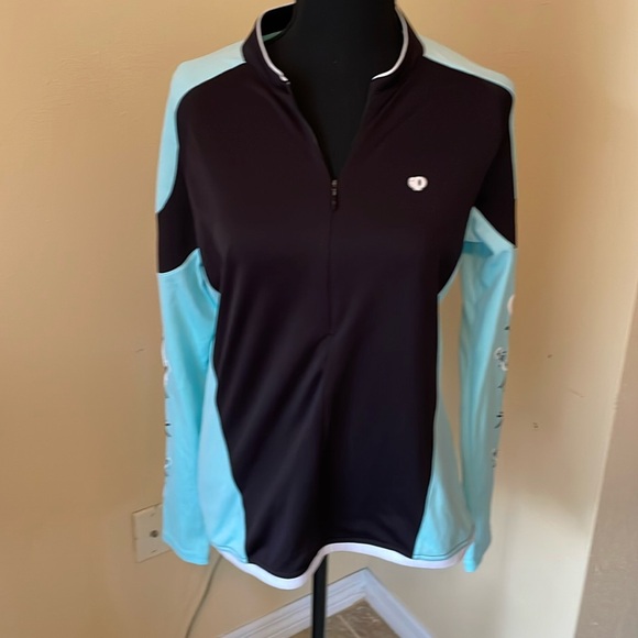 PEARL IZUMI black with teal sleeves with artistic design in white/black sz XL - Picture 1 of 4